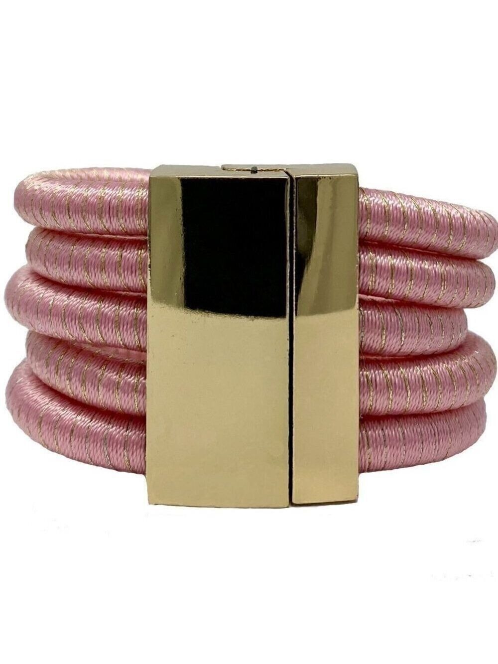 Pink Vegan Leather Strand Bracelet